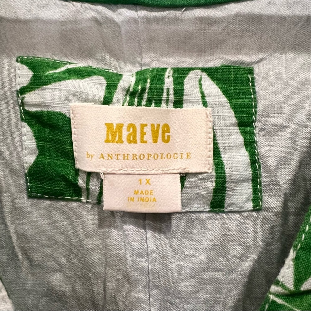 NWOT Anthropologie Maeve Cassandra Maxi Dress Green White Floral 1X - Picture 6 of 10
